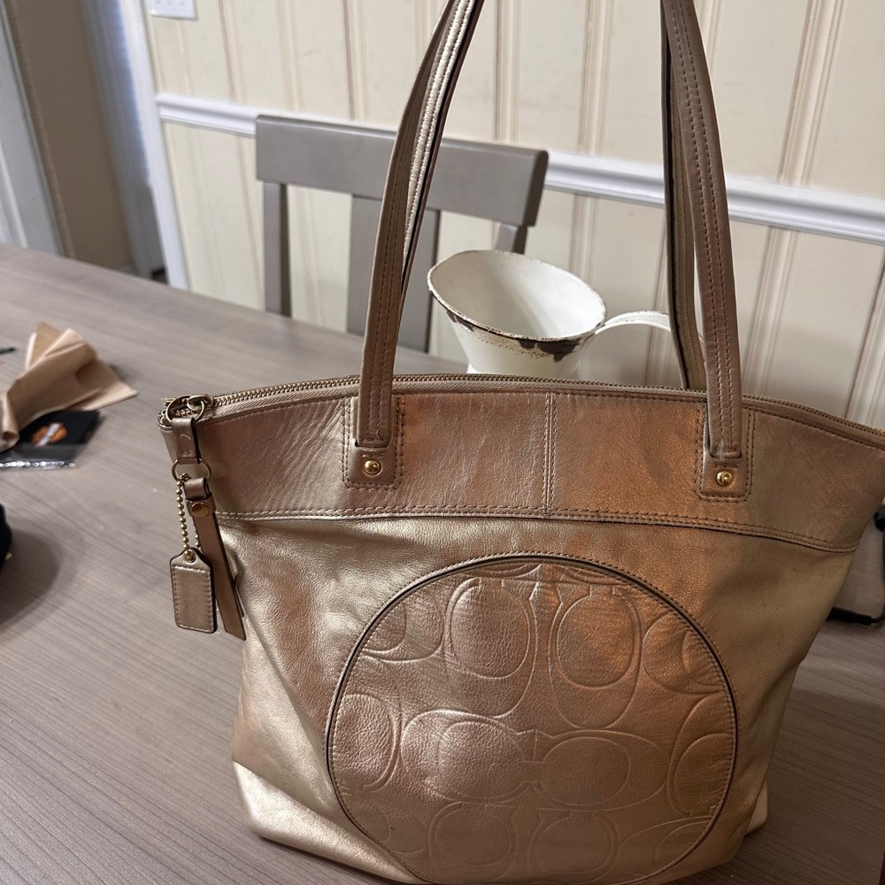 Coach Metallic Gold Laura Leather Tote 2011